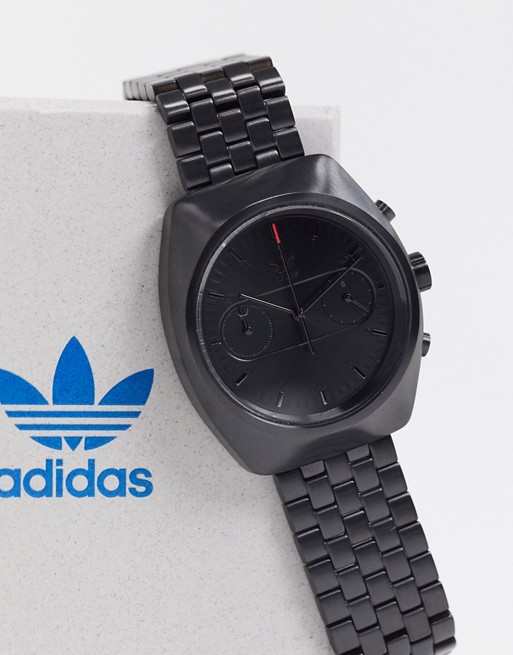 adidas Process chrono M3 bracelet watch in black