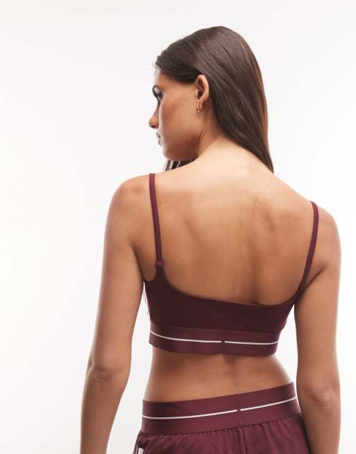 adidas reggiseno imbottito da training Hyper Glam con supporto medio in bordeaux, 4 di 4