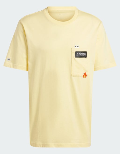 adidas - Remoji - T-shirt imprimé avec poche - Jaune pâle, 4 de 4