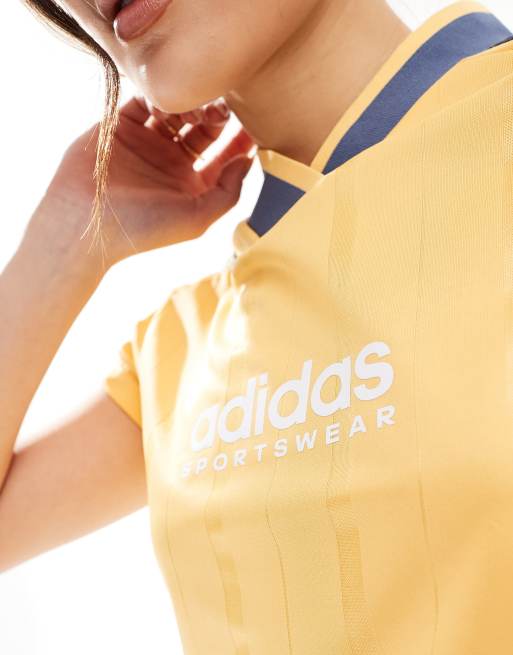 adidas Retro Football crop top in yellow, 2 of 4