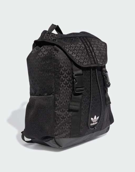 adidas – Rucksack in Schwarz aus Trefoil Monogram-Jacquard