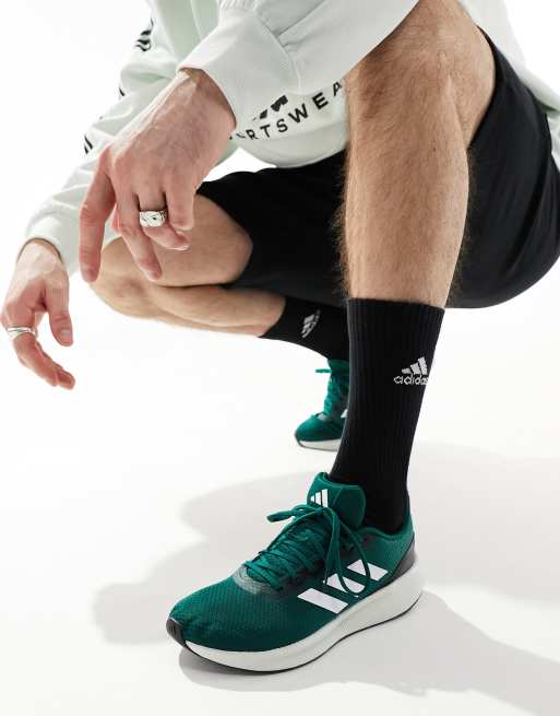 adidas – Runfalcon 3.0 – Mörkgröna och vita löparskor, 4 av 5
