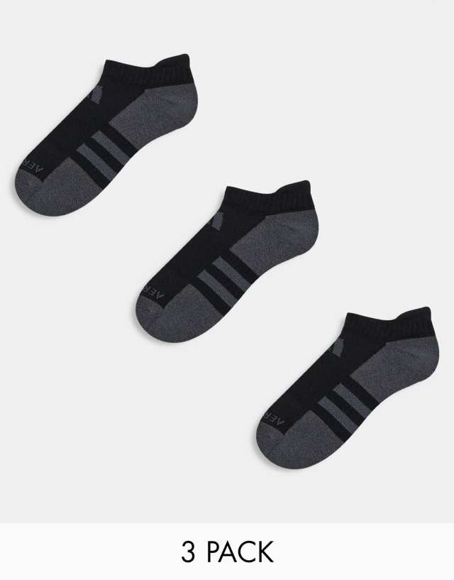 adidas performance - adidas Running 3 pack ankle socks in black