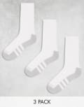 [adidas performance] adidas Running 3 pack crew socks in white 35-38 WHITE