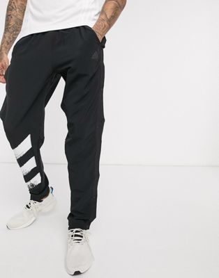 adidas 3 stripe joggers black
