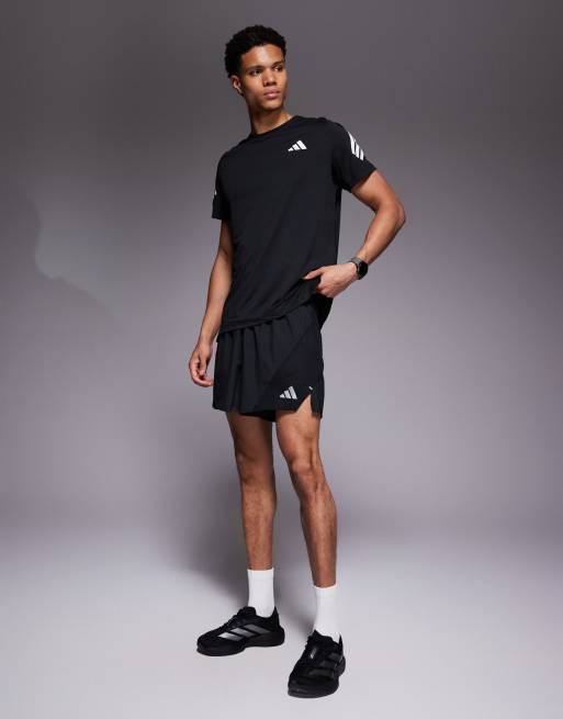 adidas Running - 365 - T-shirt nera con 3 strisce sulle braccia, 2 di 5