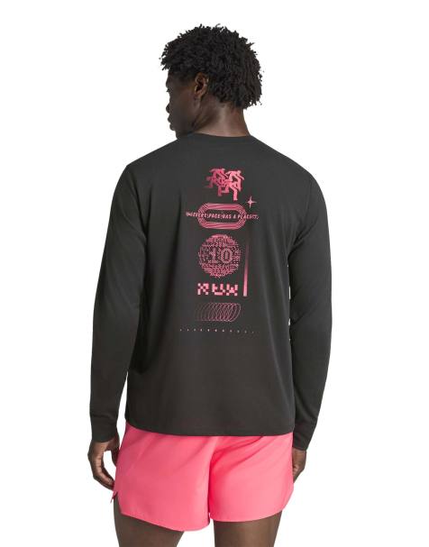 adidas Running Adi365 AR long sleeve top with print in black and pink - view 1