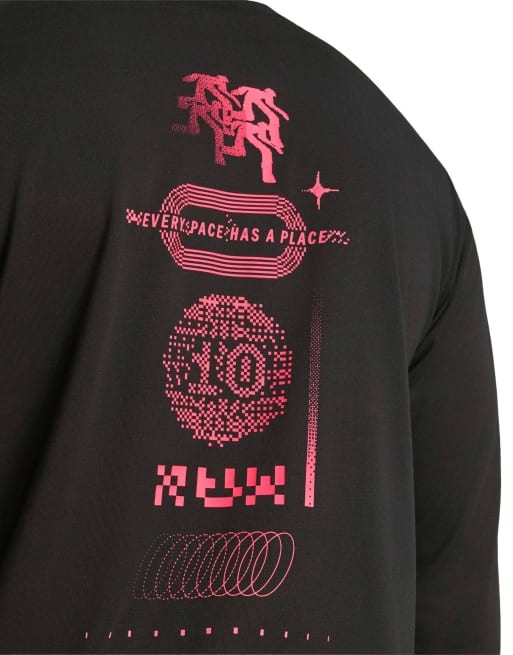 adidas Running adi365 AR long sleeve top with print in black and pink, 3 of 4