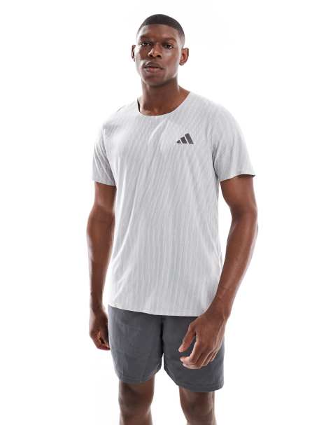 adidas Running Adi365 climacool+ t-shirt in halo silver / white 