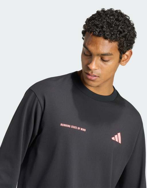 adidas Running adi365 community culture camicia a maniche lunghe nera, 4 di 4