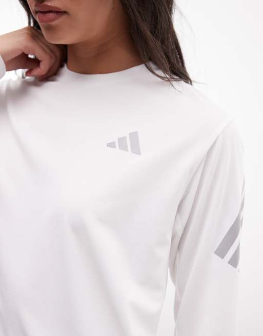 adidas Running adi365 Langarm-Oberteil mit drei Streifen in Weiß, 4 von 5
