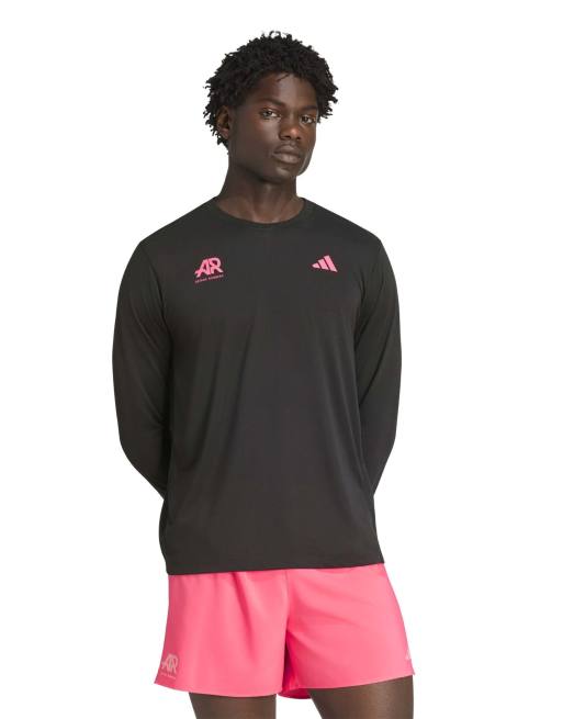 adidas Running adi365 langærmet top med print i sort og pink, 2 af 4