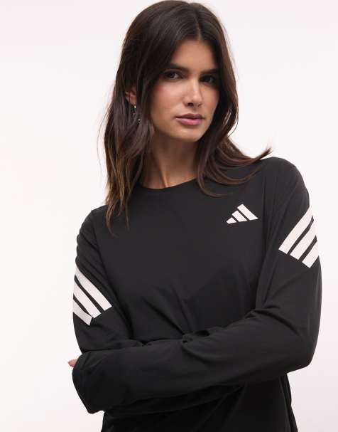 adidas Running Adi365 long sleeve top with three stripes in black - view 1