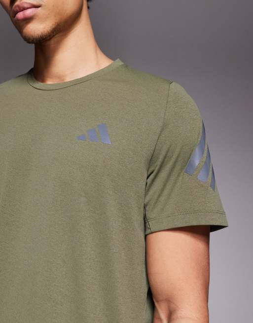 adidas – Running – adi365 – Olivgrön t-shirt med tre reflexränder, 5 av 5