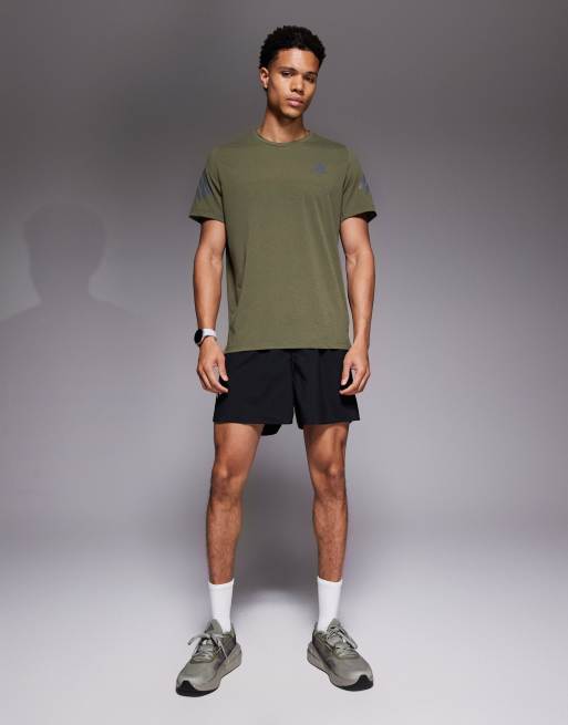adidas Running adi365 reflective 3-Stripes t-shirt in olive green, 2 of 5