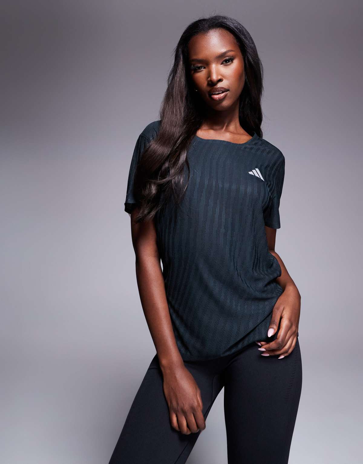 adidas Running adi365 t-shirt in black print