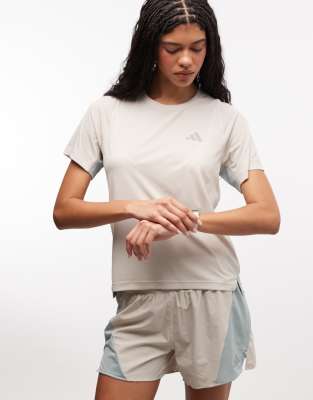 adidas Running - ADI365 - T-Shirt in Steinbeige-Weiß
