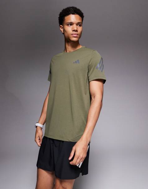 adidas - Running adi365 - T-Shirt verde oliva con strisce riflettenti - view 1