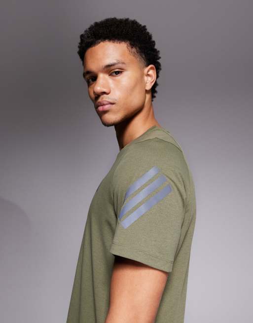 adidas - Running adi365 - T-Shirt verde oliva con strisce riflettenti, 4 di 5
