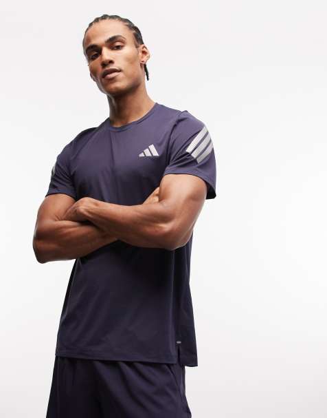 adidas Running ADI365 t-shirt with 3 stripe arm in navy - view 1