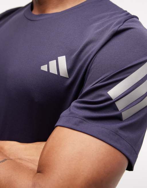 adidas Running Adi365 t-shirt with 3 stripe arm in navy, 3 of 5