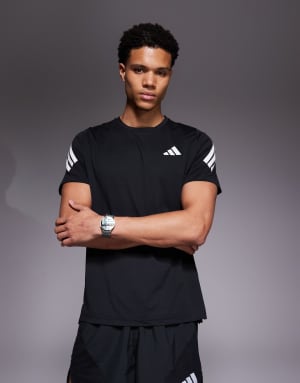 adidas Running adi365 t-shirt with 3 stripes in black
