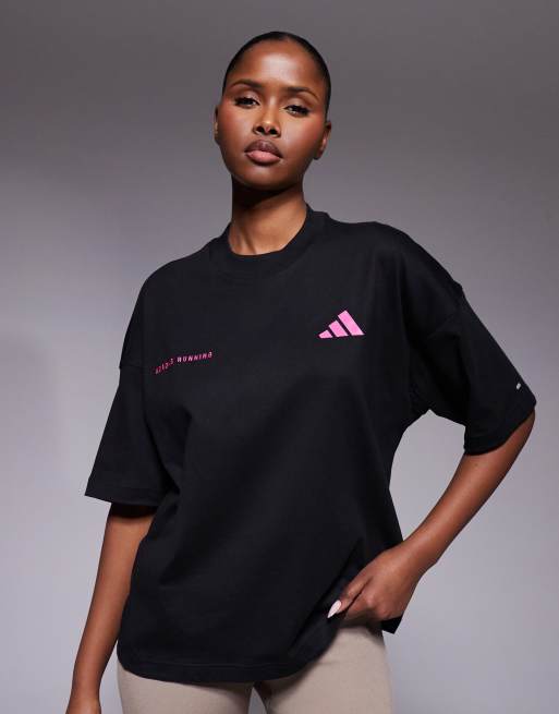 adidas Running Adi365 t-shirt with back print in black and pink, 3 of 4