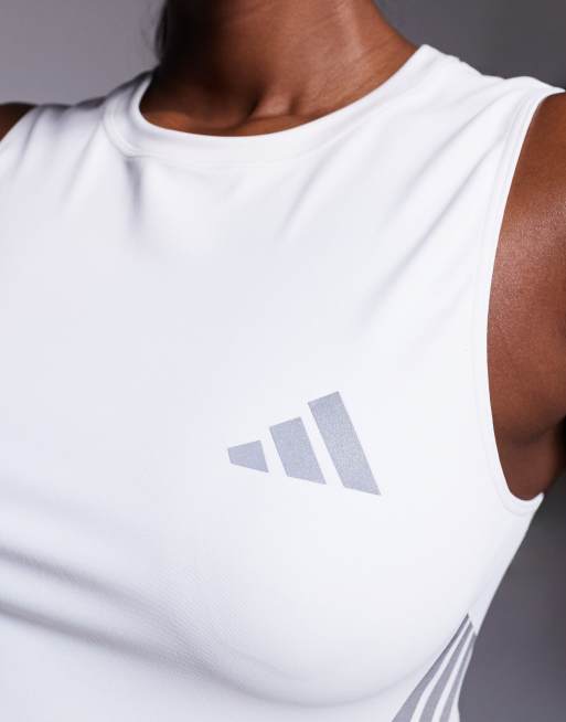 adidas Running – Adi365 – Tanktop in Weiß mit den drei Streifen, 4 von 4