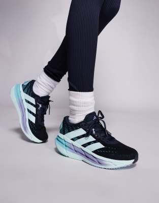 asos adidas Running Adistar 4 trainers in navy and blue