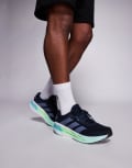 [adidas performance] adidas Running Adistar 4 trainers in navy and green 41 1/3 aurora ink/preloved