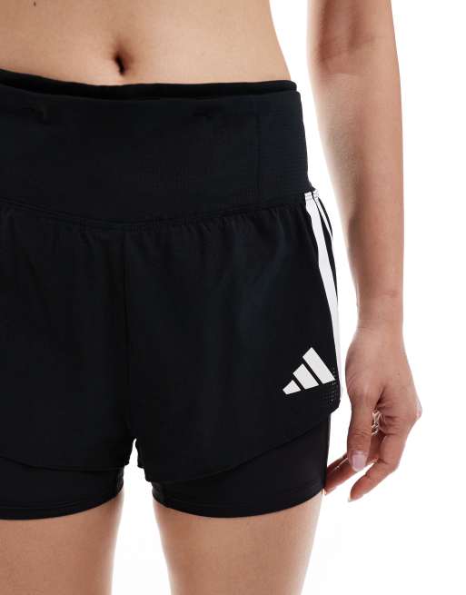 adidas Running Adizero 2-in-1 gel pocket shorts in black, 5 of 5