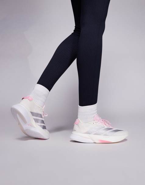 adidas Running - Adizero Boston 13 - Baskets - Blanc et rose - view 1