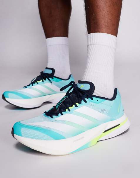 adidas – Running – Adizero Boston 13 – Blå och vita löparskor - view 1