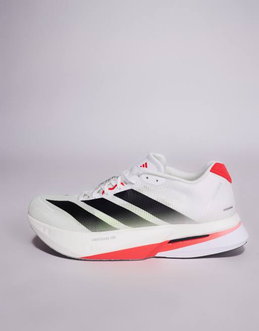 adidas Running Adizero Boston 13 in white black and red | ASOS