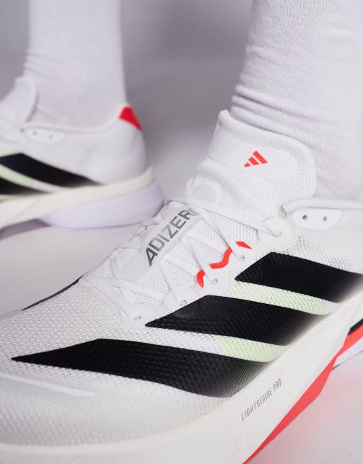 adidas Running Adizero Boston 13 in white black and red | ASOS