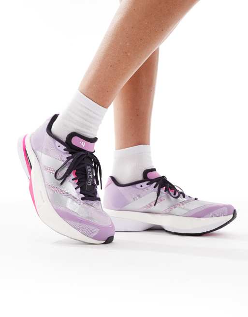 adidas Running Adizero boston 13 shoes in powder plum / silver metallic 