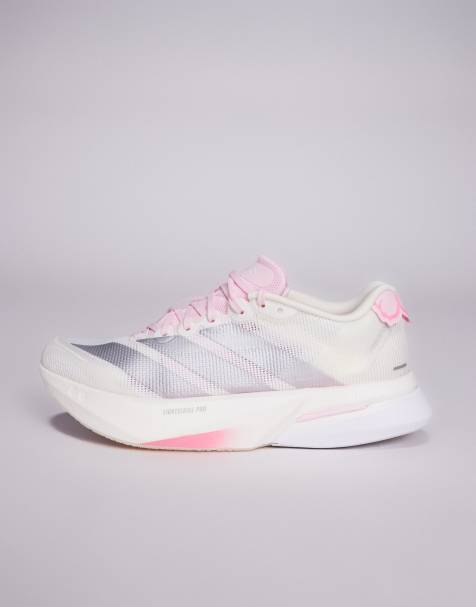 adidas Running Adizero Boston 13 trainers in white and pink - view 1