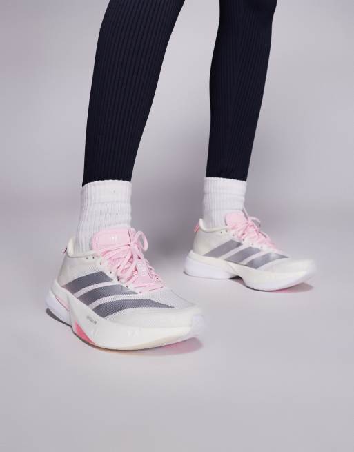 adidas Running Adizero Boston 13 trainers in white and pink, 5 of 5