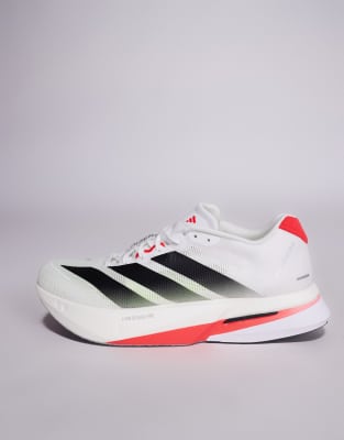 adidas Running Adizero Boston 13 trainers in white black and red