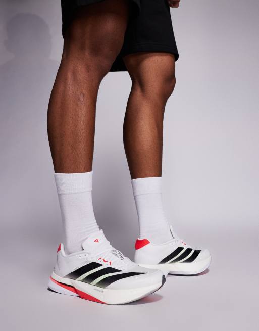 adidas Running Adizero Boston 13 trainers in white black and