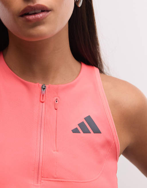 adidas Running Adizero crop top med dragkedja i korallrosa, 2 av 4