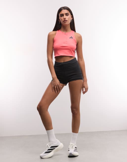 adidas Running Adizero crop top med dragkedja i korallrosa, 3 av 4
