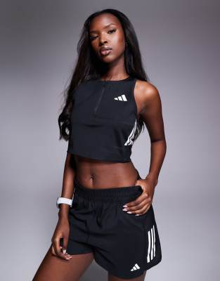 adidas Running - Adizero - Cropped Oberteil in Schwarz