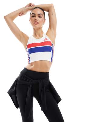 adidas Running - Adizero - Cropped-Oberteil in Weiß im Retro-Look