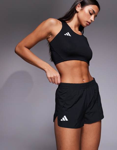 adidas Running Adizero split shorts in black