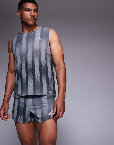adidas Running Adizero shorts with print in black and grey