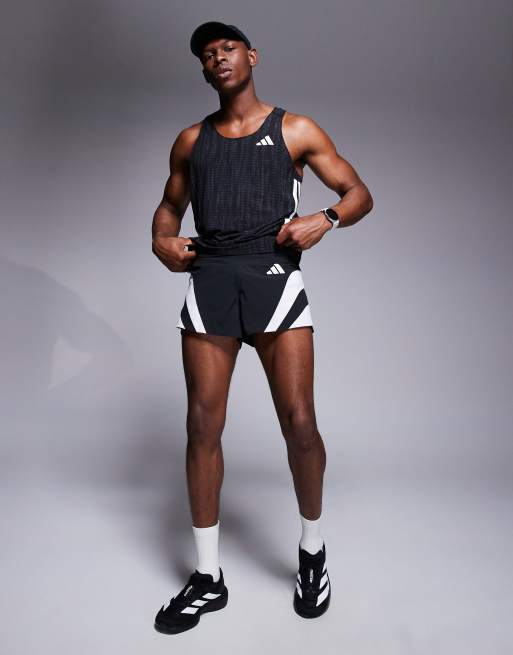 adidas Running – Adizero – Czarny wzorzysty podkoszulek, 3 z 4