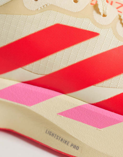 adidas Running Adizero EVO SL ATR trainers in cream and red, 3 of 5