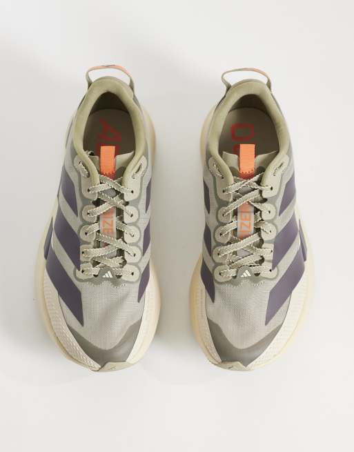 adidas Running Adizero EVO SL ATR trainers in khaki and orange, 3 of 5