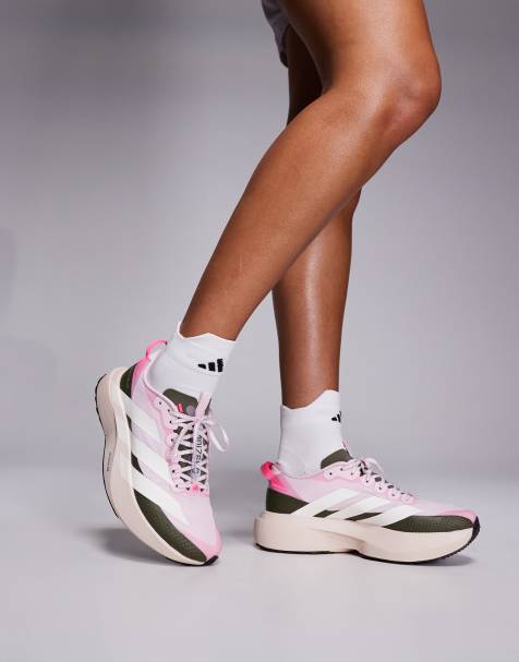 adidas Running Adizero EVO SL ATR trainers in pink stone with white stripes - view 1